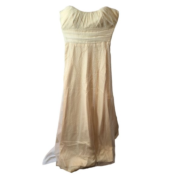 Jim Hjelm Occasions Prom Dress 80's Inspired Strapless Lace Overlay Pale Yellow - Picture 5 of 13